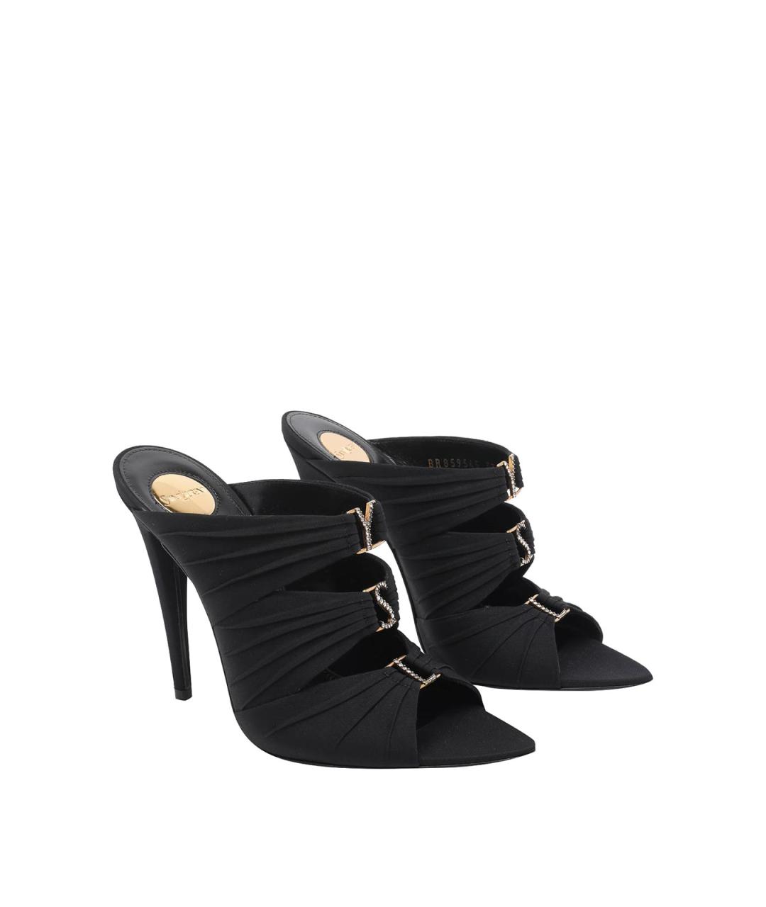 SAINT LAURENT Черные текстильные мюли, фото 2