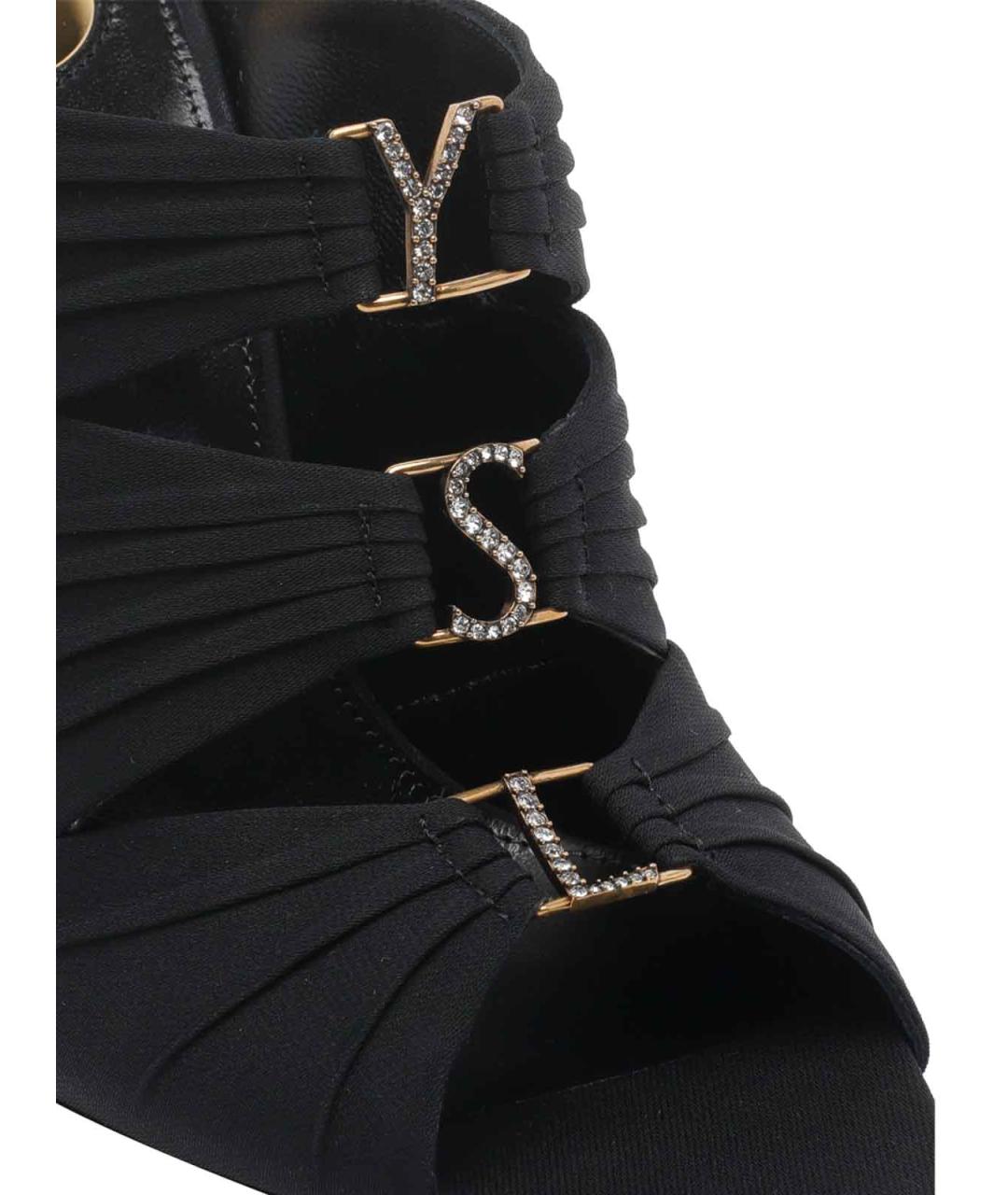 SAINT LAURENT Черные текстильные мюли, фото 4