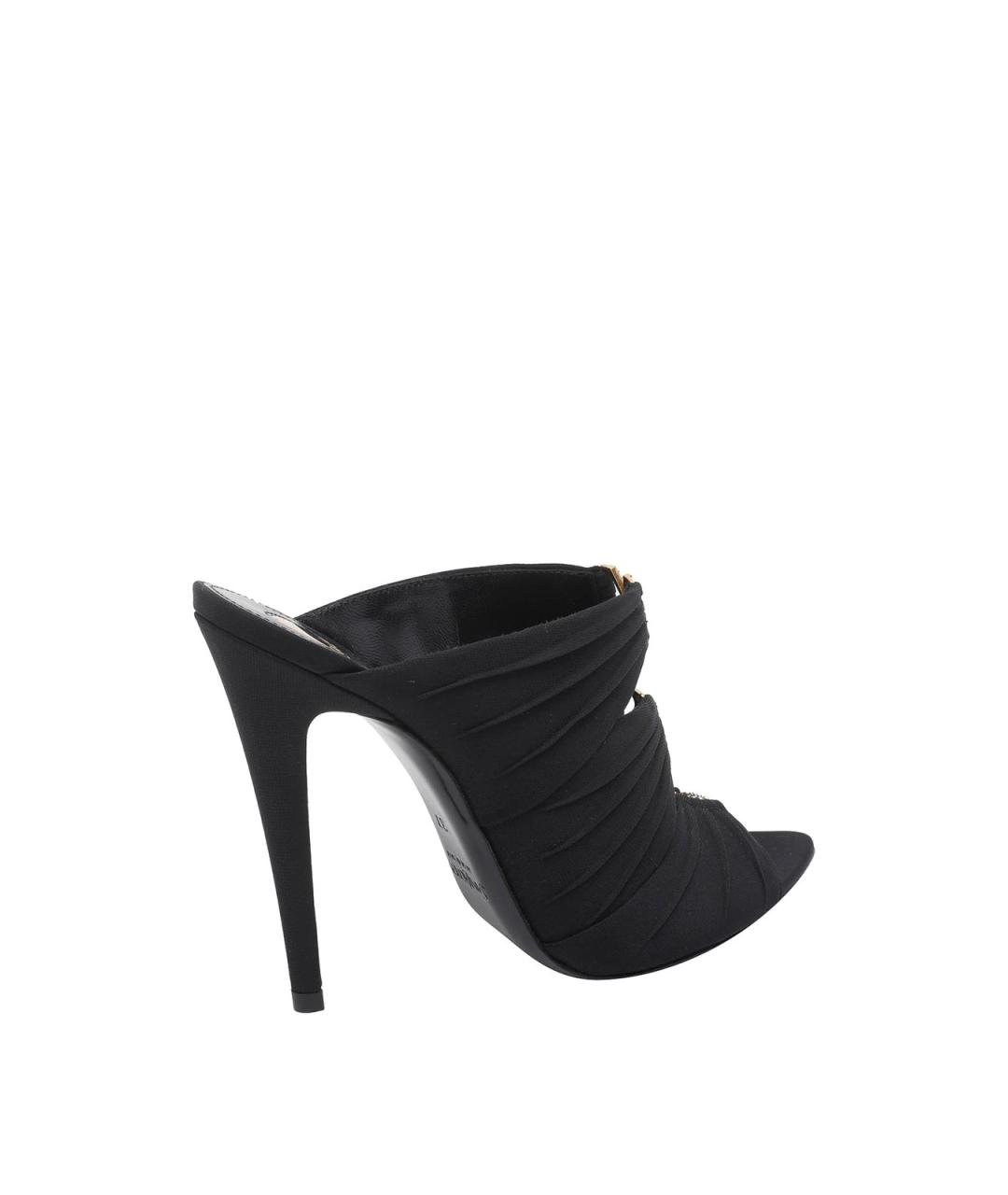 SAINT LAURENT Черные текстильные мюли, фото 3