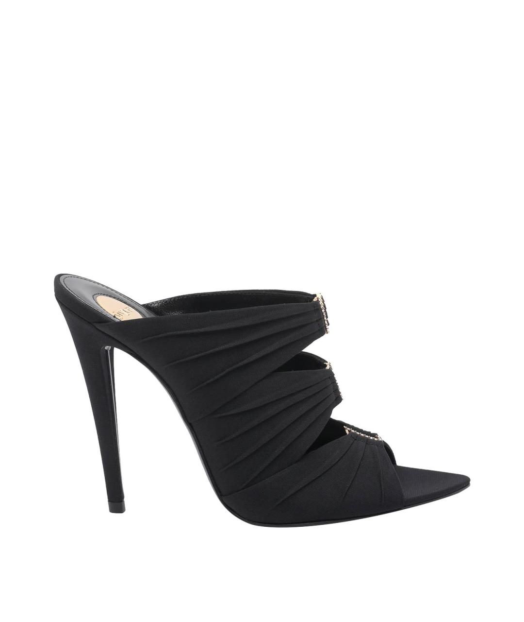SAINT LAURENT Черные текстильные мюли, фото 1