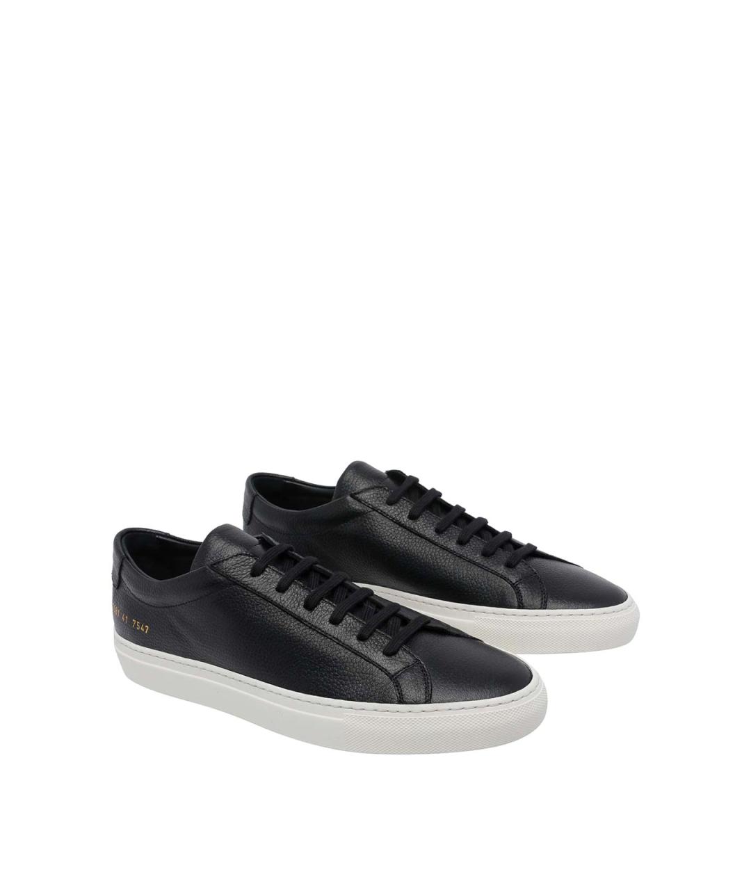 COMMON PROJECTS Черные кожаные низкие кроссовки / кеды, фото 2