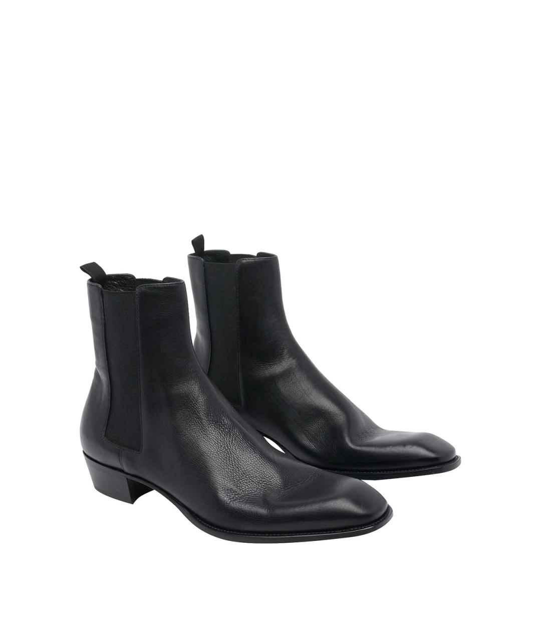 SAINT LAURENT Черные кожаные низкие ботинки, фото 2