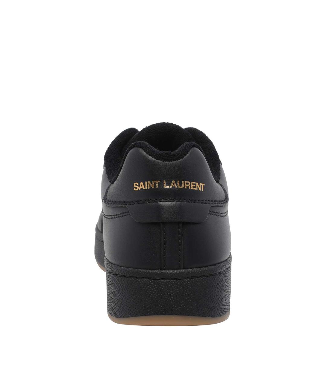 SAINT LAURENT Черные кожаные низкие кроссовки / кеды, фото 4