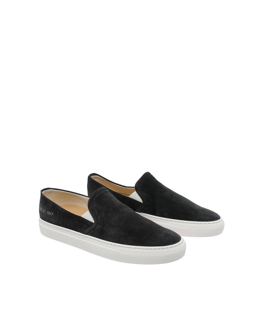 COMMON PROJECTS Черные замшевые низкие кроссовки / кеды, фото 2