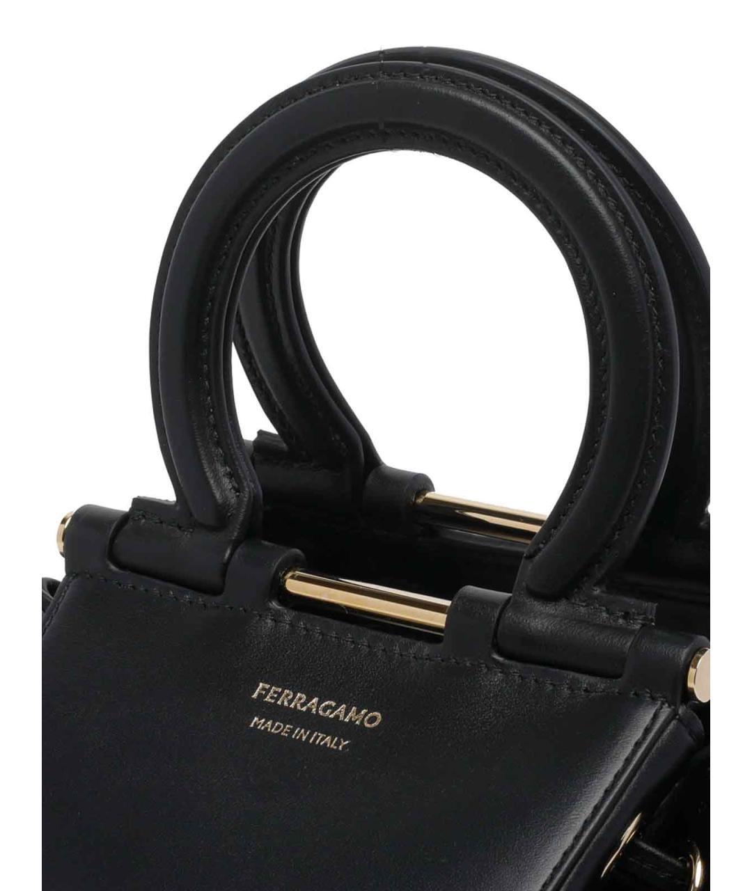 FERRAGAMO Черная кожаная сумка с короткими ручками, фото 4