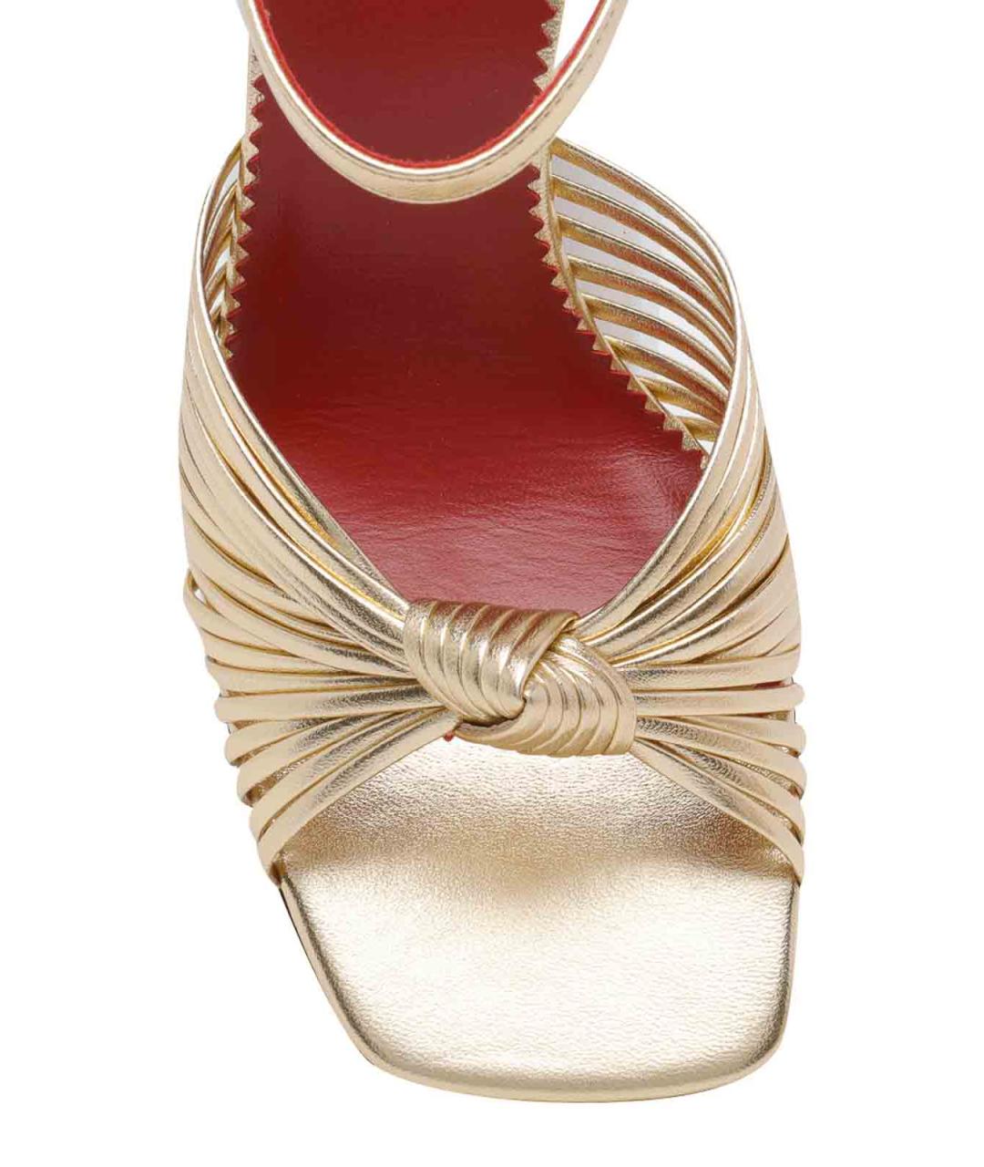 VALENTINO Золотые кожаные босоножки, фото 4