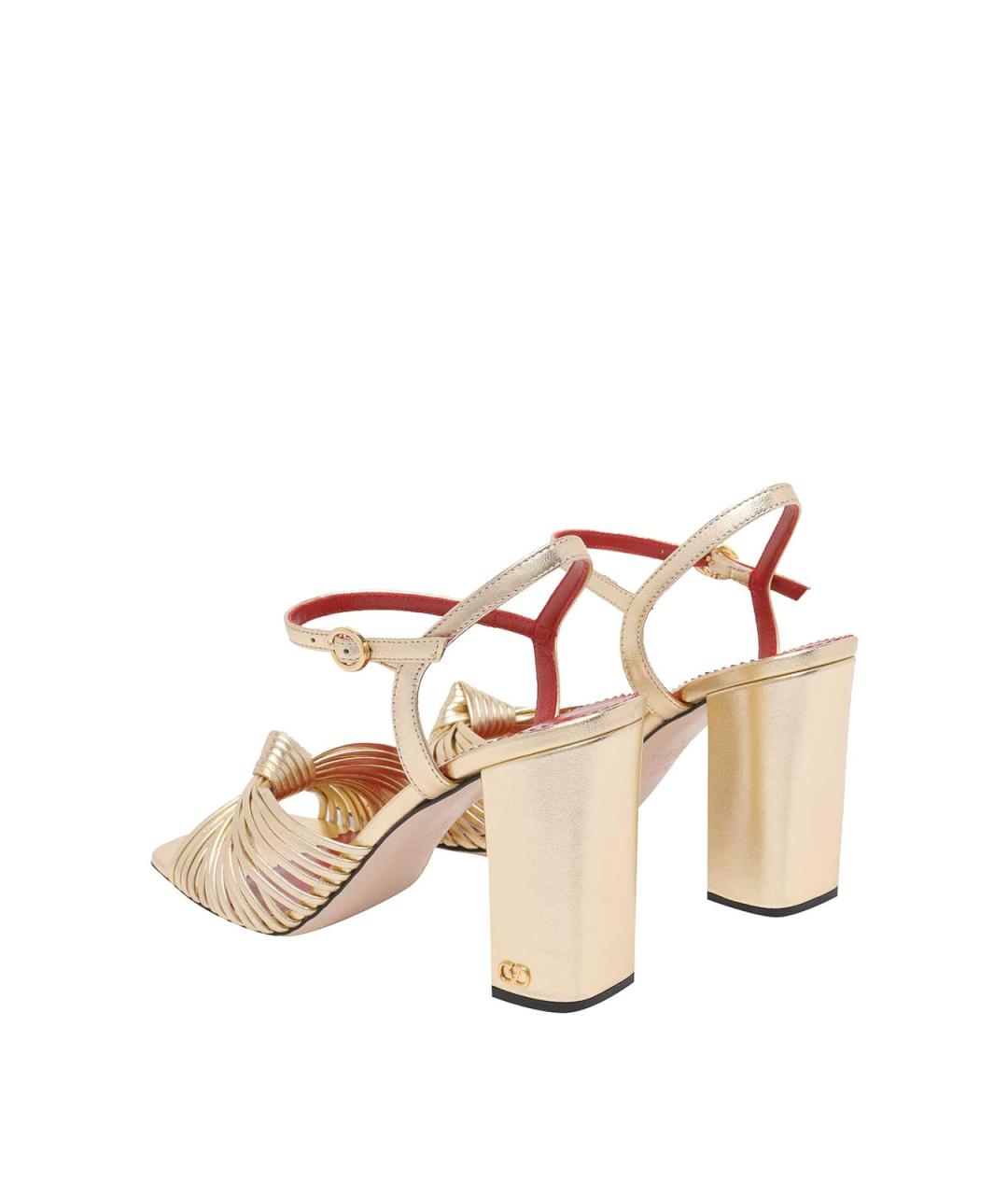VALENTINO Золотые кожаные босоножки, фото 3