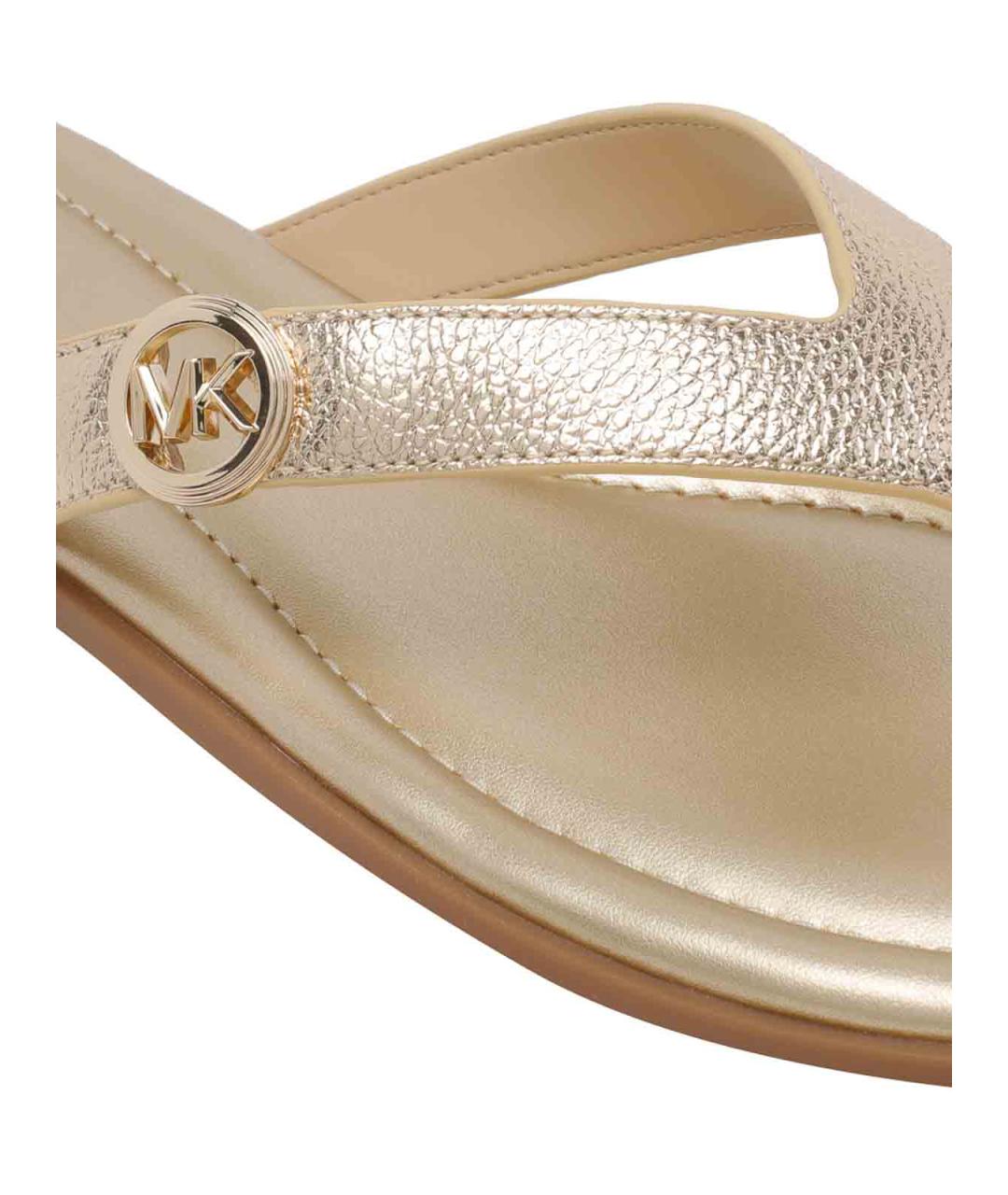 MICHAEL MICHAEL KORS Золотые кожаные шлепанцы, фото 4