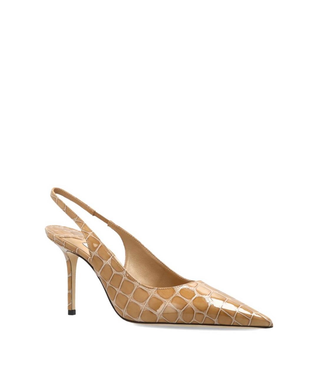 JIMMY CHOO Бежевые туфли из лакированной кожи, фото 5