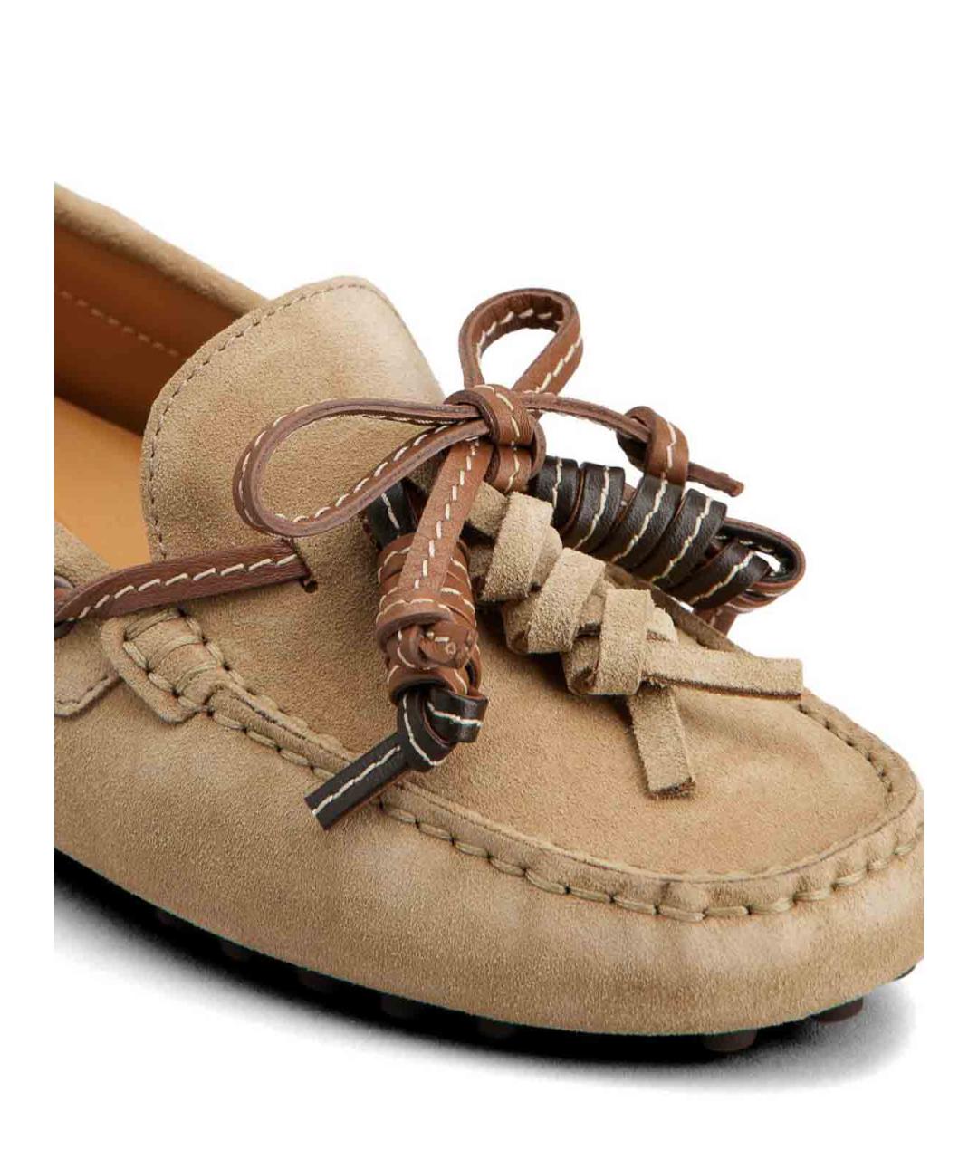 TOD'S Бежевые замшевые лоферы, фото 2