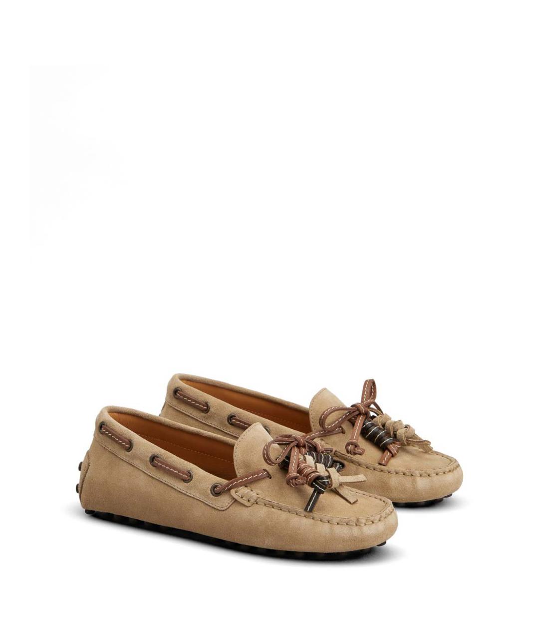TOD'S Бежевые замшевые лоферы, фото 4