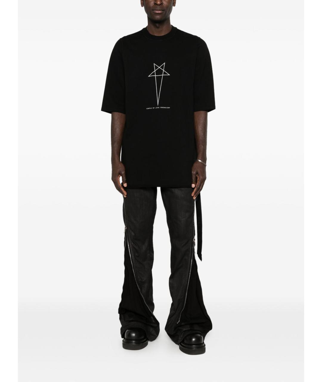 RICK OWENS DRKSHDW Черная хлопковая футболка, фото 4