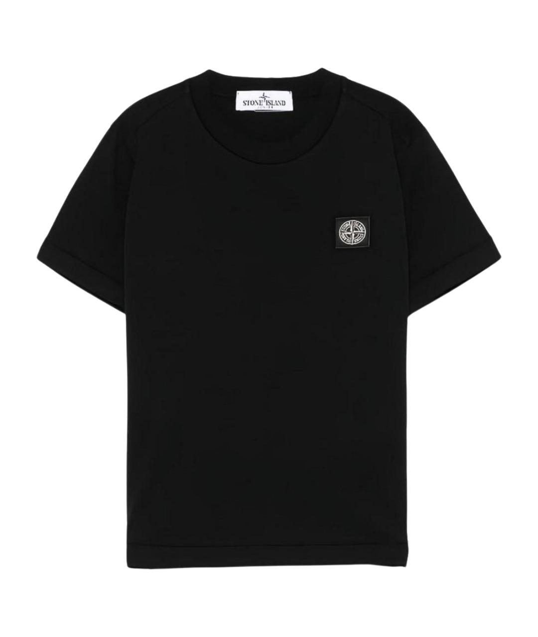 STONE ISLAND JUNIOR Черная хлопковая детская футболка, фото 1