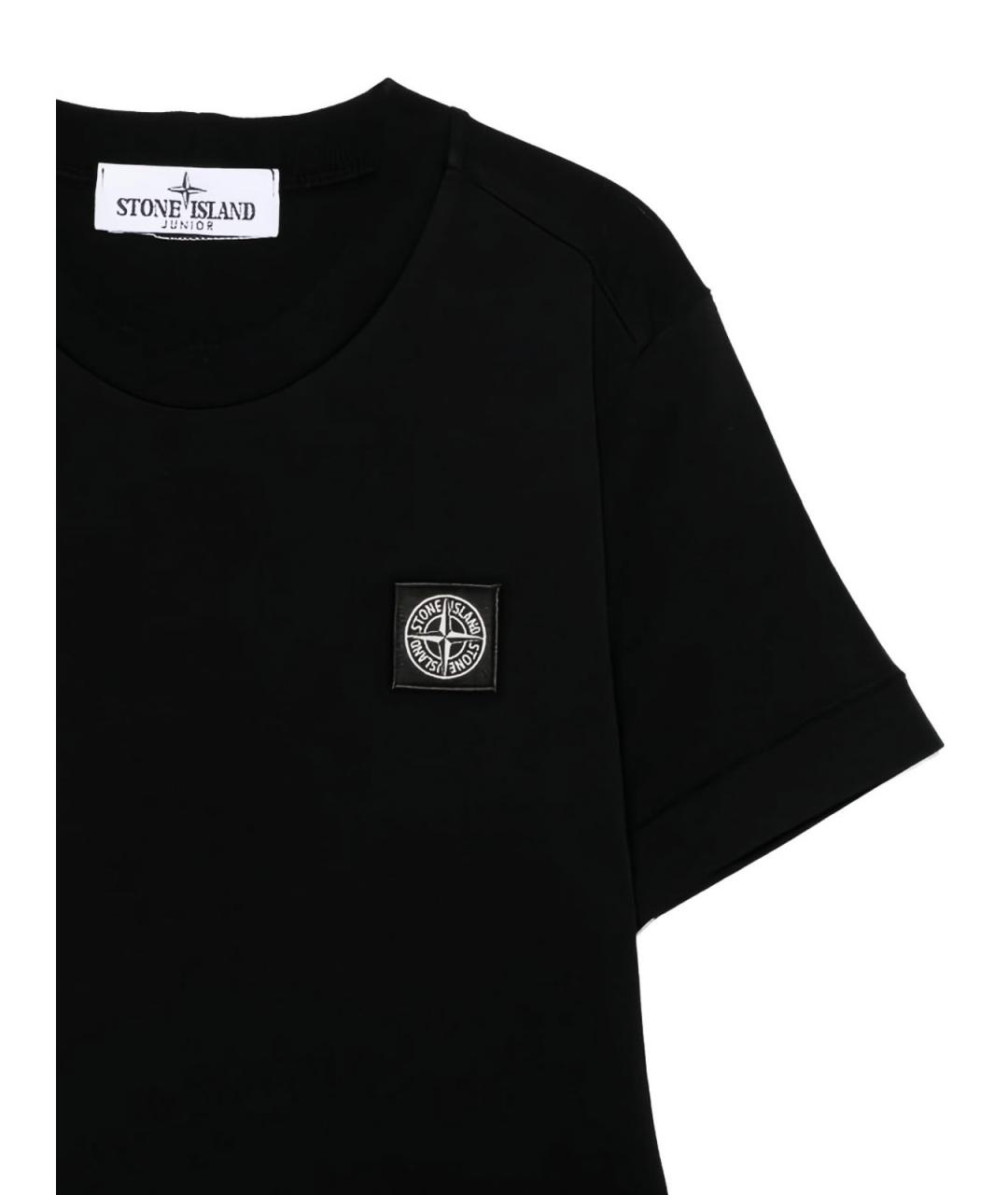 STONE ISLAND JUNIOR Черная хлопковая детская футболка, фото 3