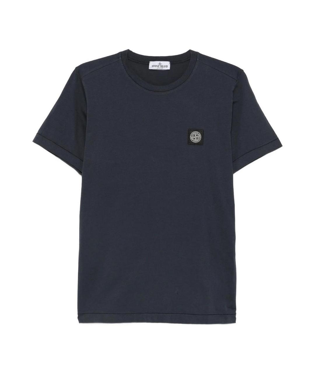 STONE ISLAND Темно-синяя хлопковая детская футболка, фото 1