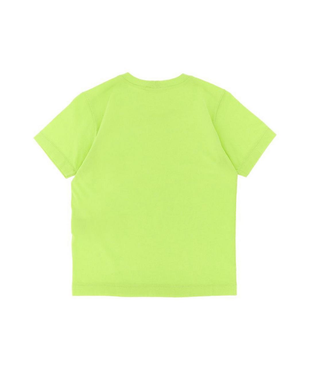 STONE ISLAND JUNIOR Салатовая хлопковая детская футболка, фото 3