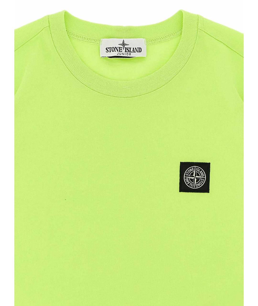 STONE ISLAND JUNIOR Салатовая хлопковая детская футболка, фото 2