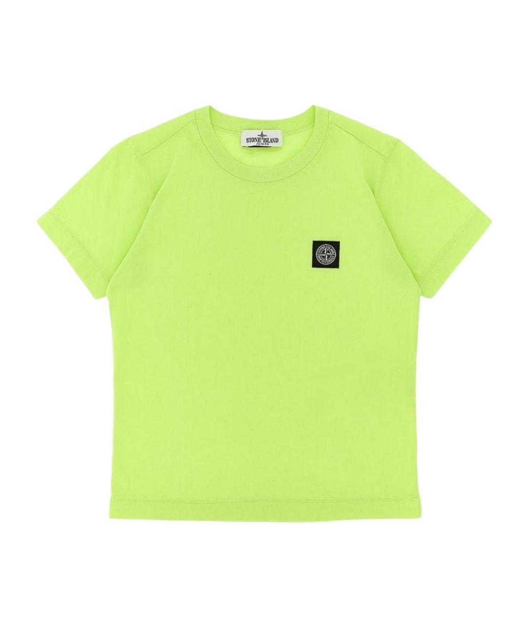 STONE ISLAND JUNIOR Салатовая хлопковая детская футболка, фото 1