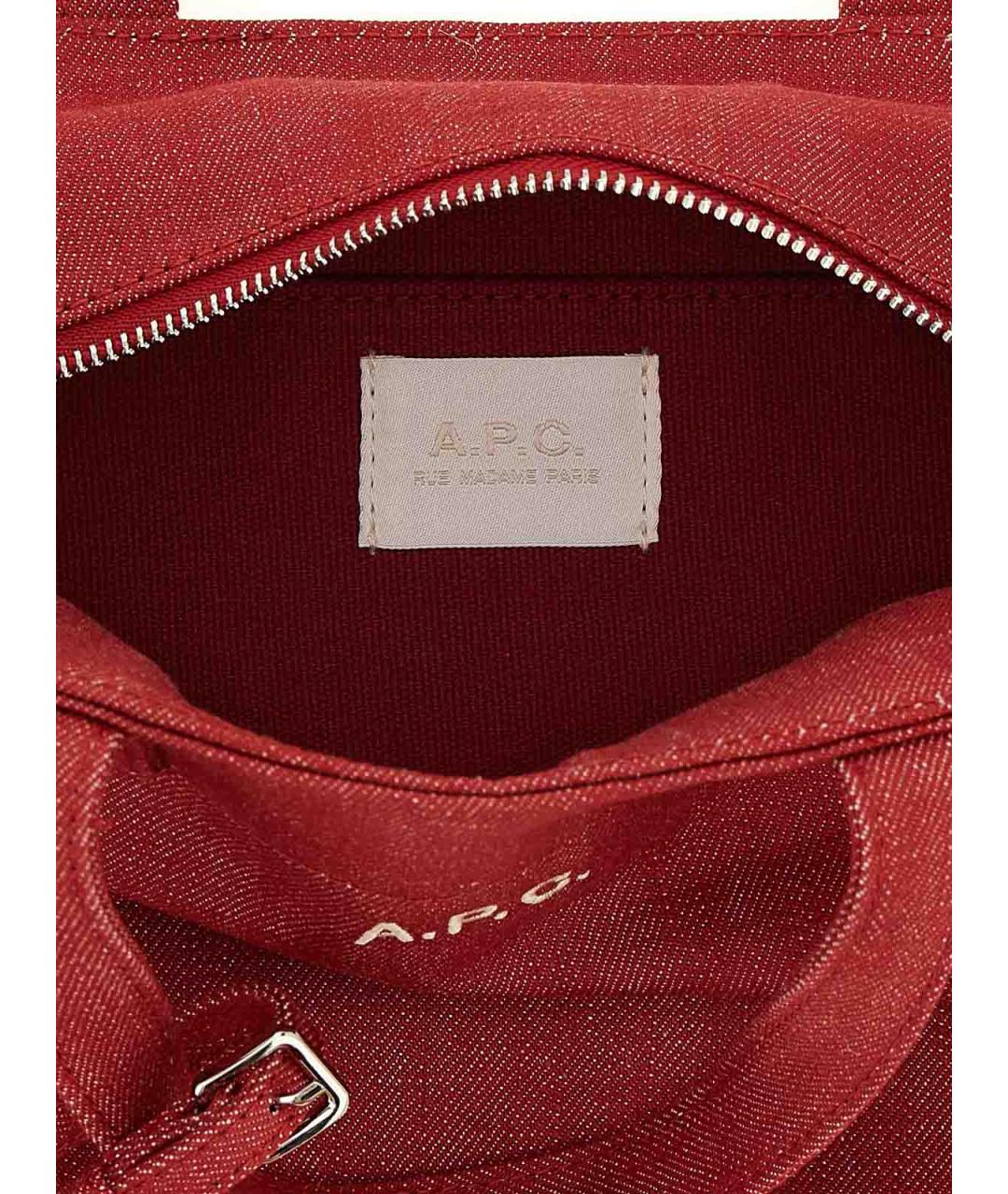 A.P.C. Красная хлопковая сумка тоут, фото 4