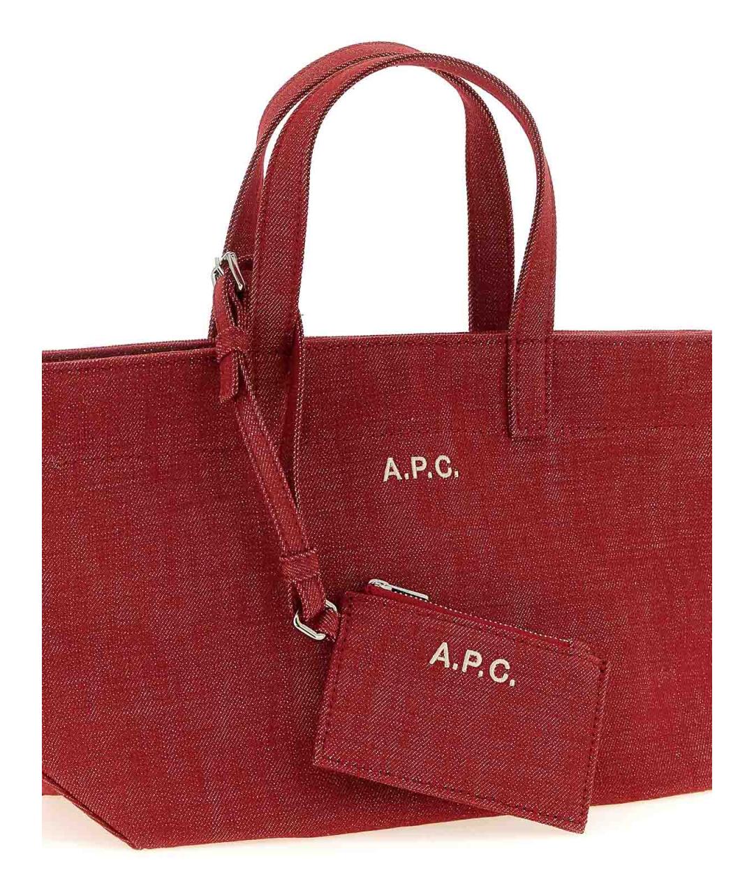 A.P.C. Красная хлопковая сумка тоут, фото 3
