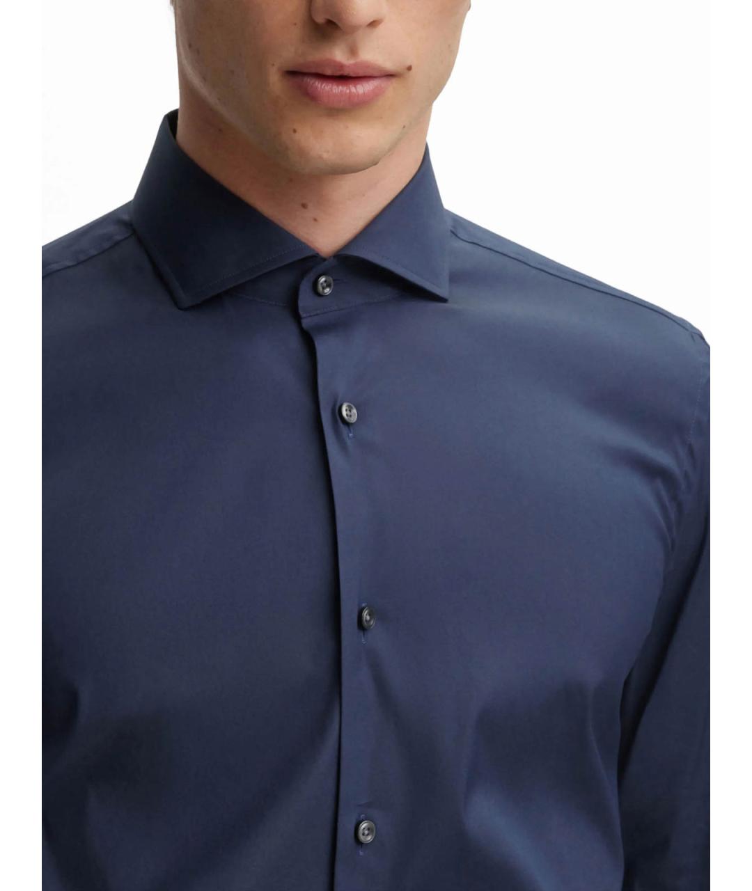 HUGO BOSS Синяя хлопковая классическая рубашка, фото 3