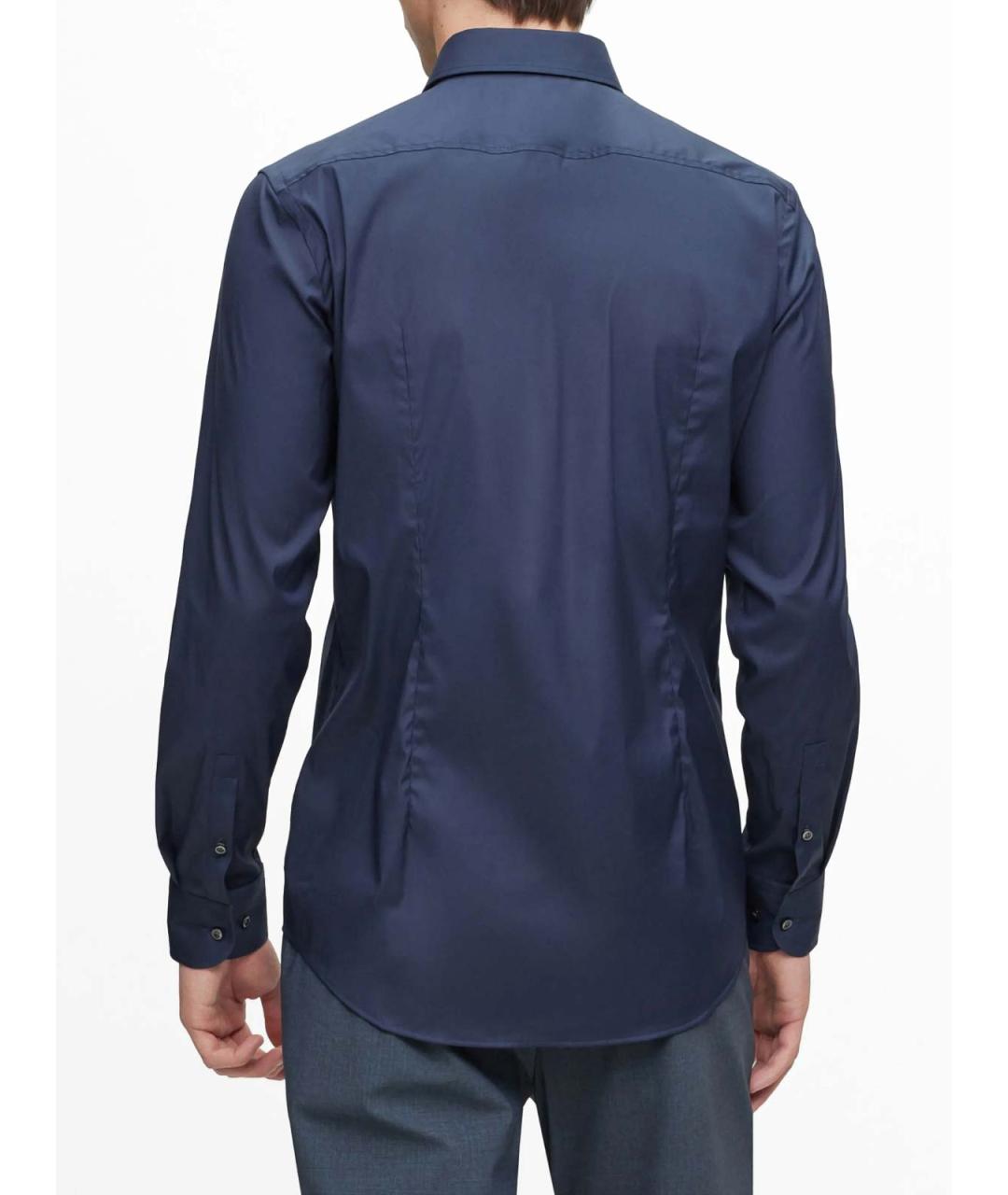 HUGO BOSS Синяя хлопковая классическая рубашка, фото 2