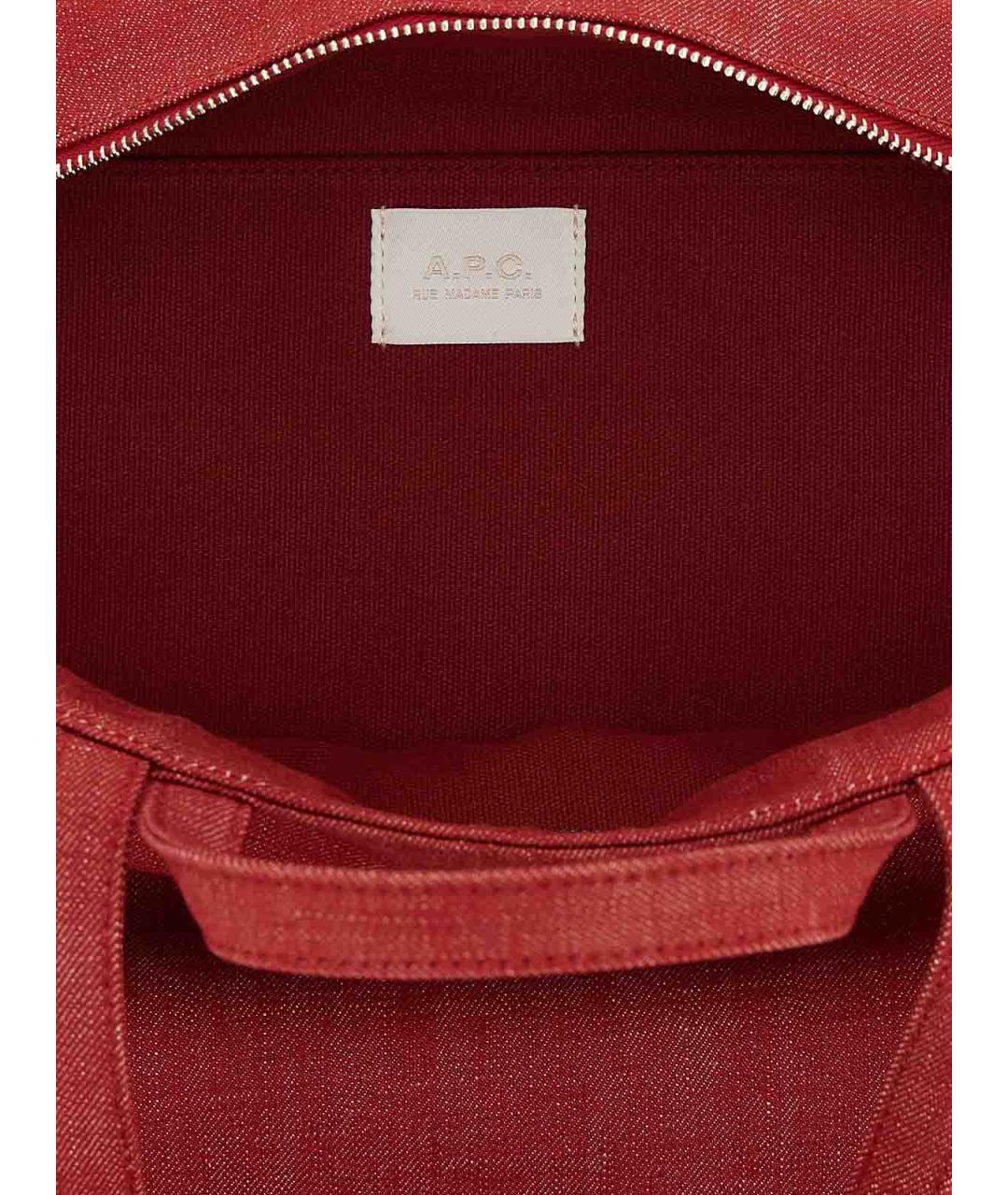 A.P.C. Красная хлопковая сумка тоут, фото 4