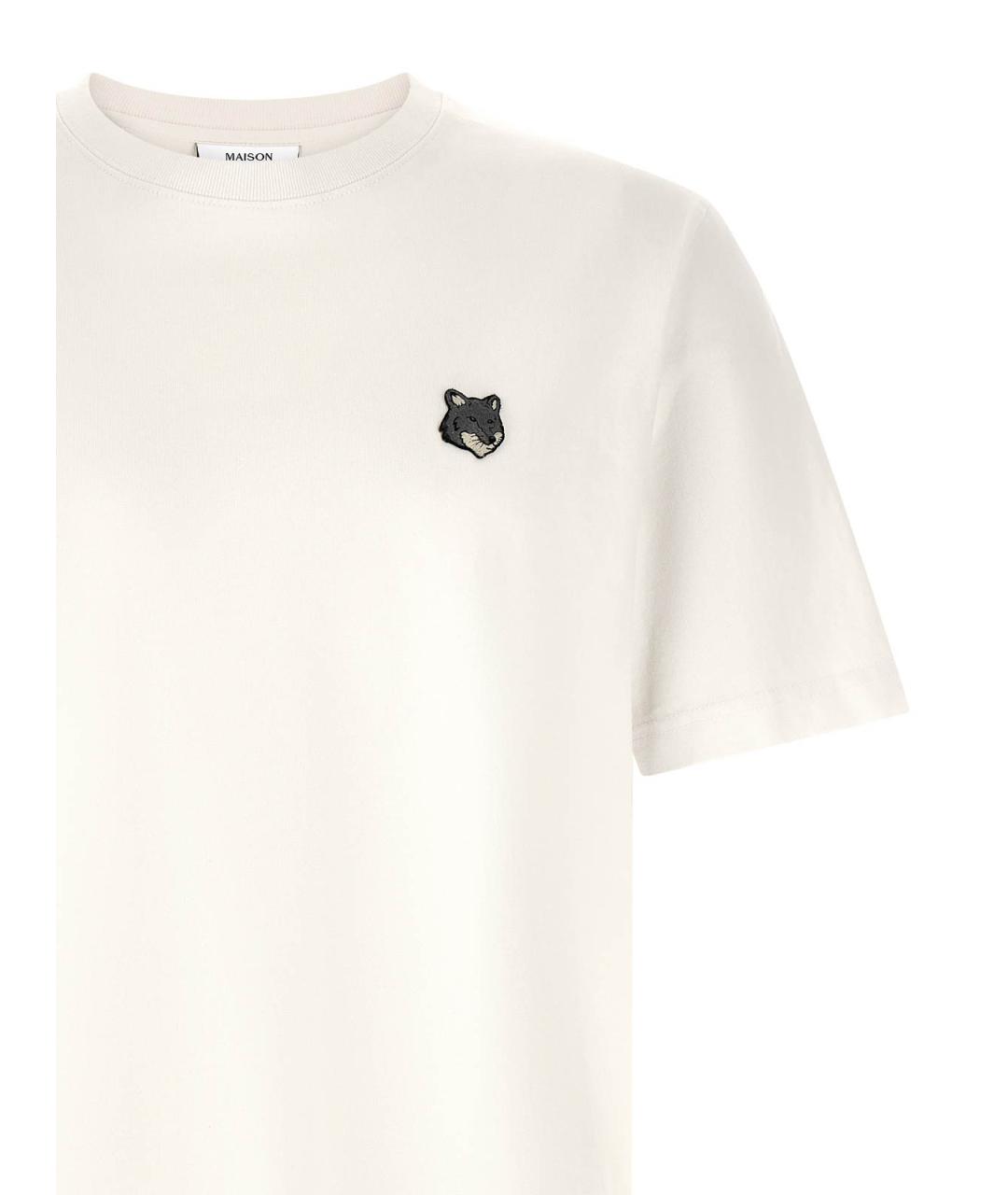 MAISON KITSUNE Белая хлопковая футболка, фото 3