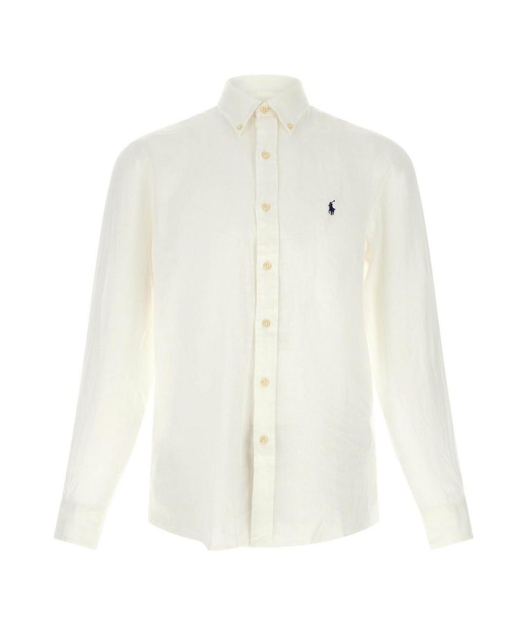 POLO RALPH LAUREN Белая льняная классическая рубашка, фото 1
