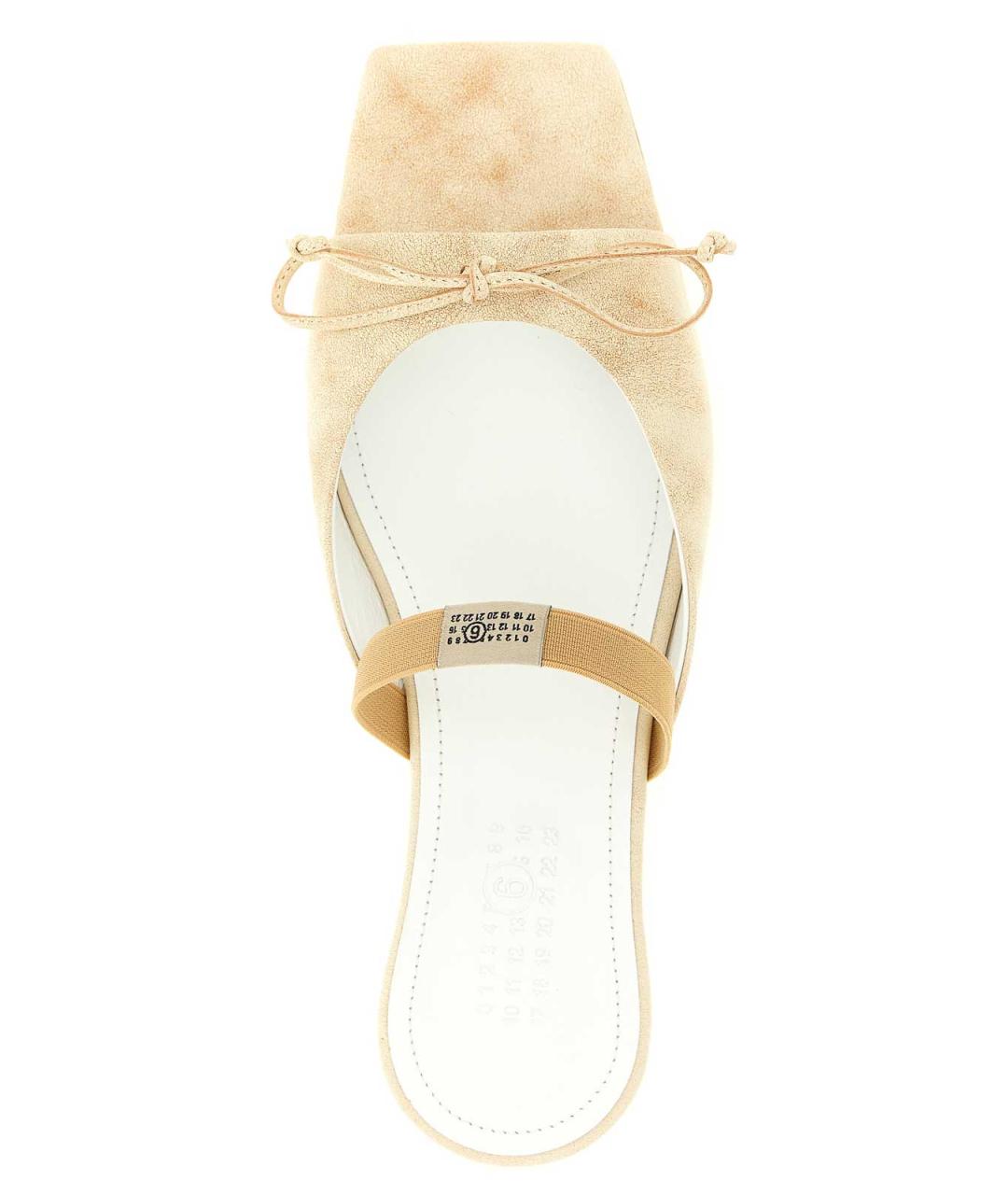 MM6 MAISON MARGIELA Бежевые кожаные мюли, фото 4