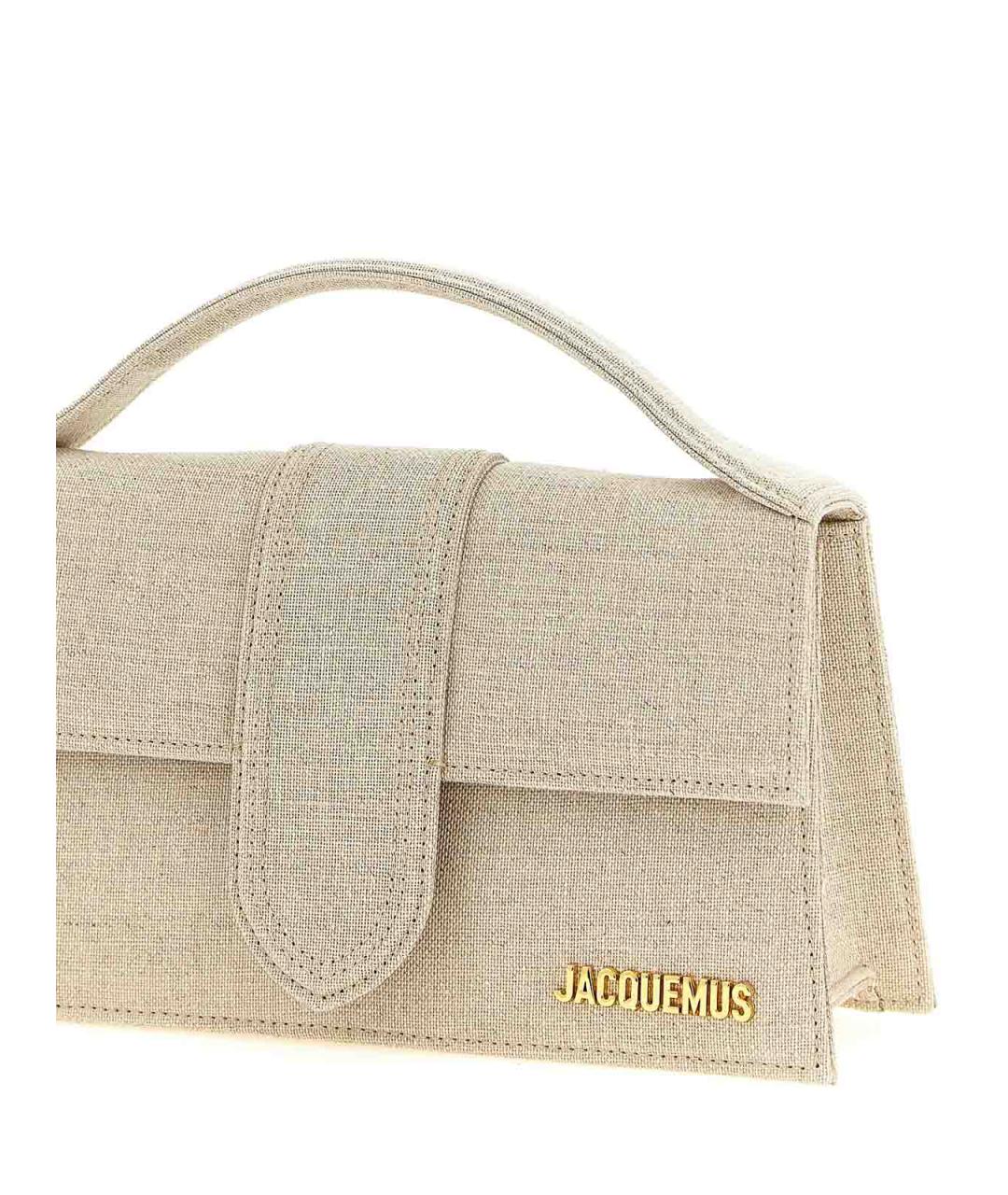 JACQUEMUS Бежевая льняная сумка с короткими ручками, фото 3