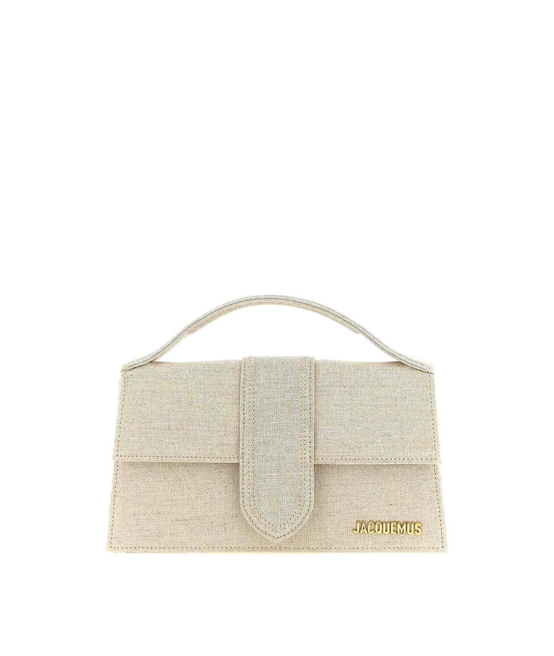 JACQUEMUS Бежевая льняная сумка с короткими ручками, фото 1