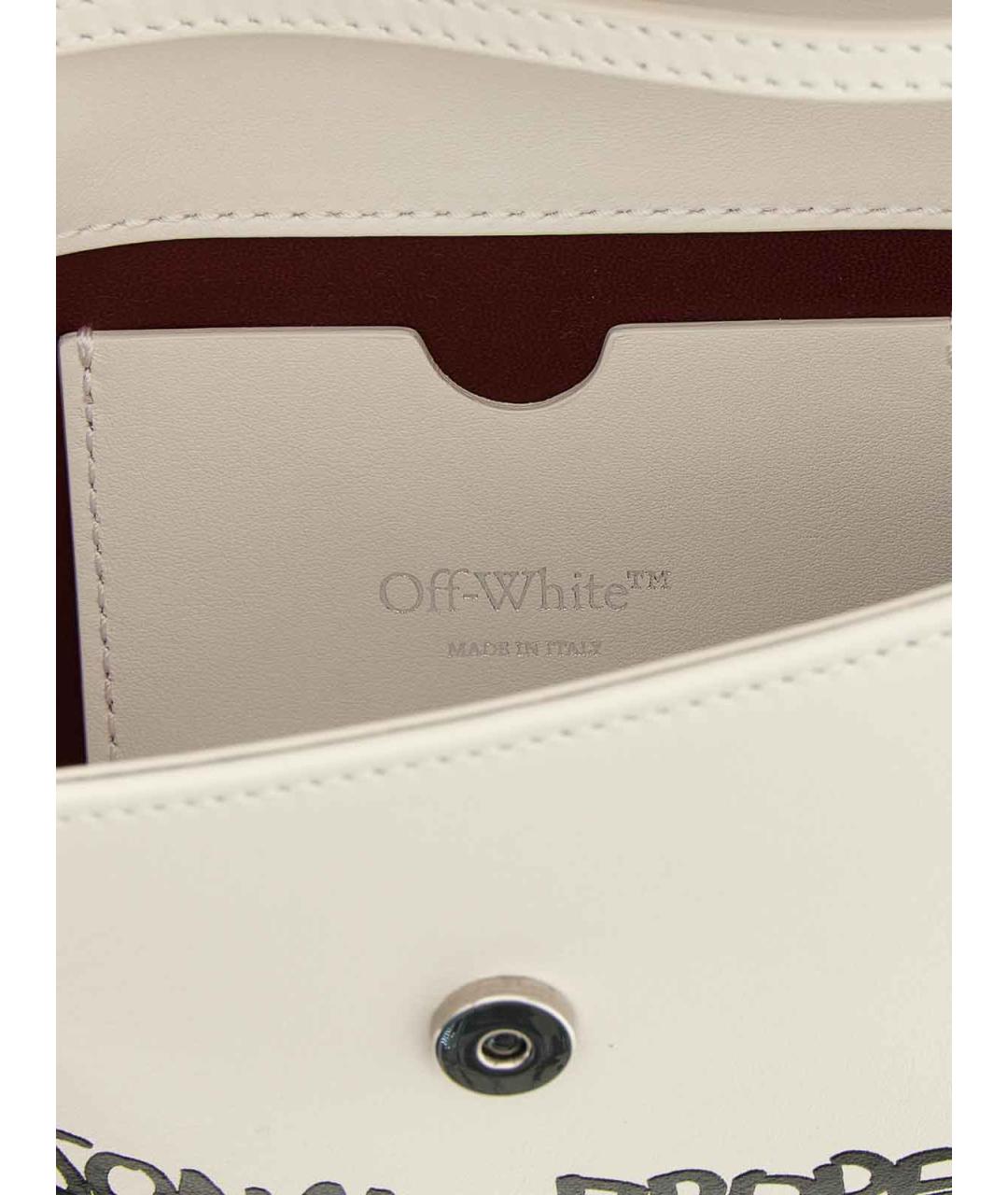 OFF-WHITE Белая кожаная сумка через плечо, фото 4