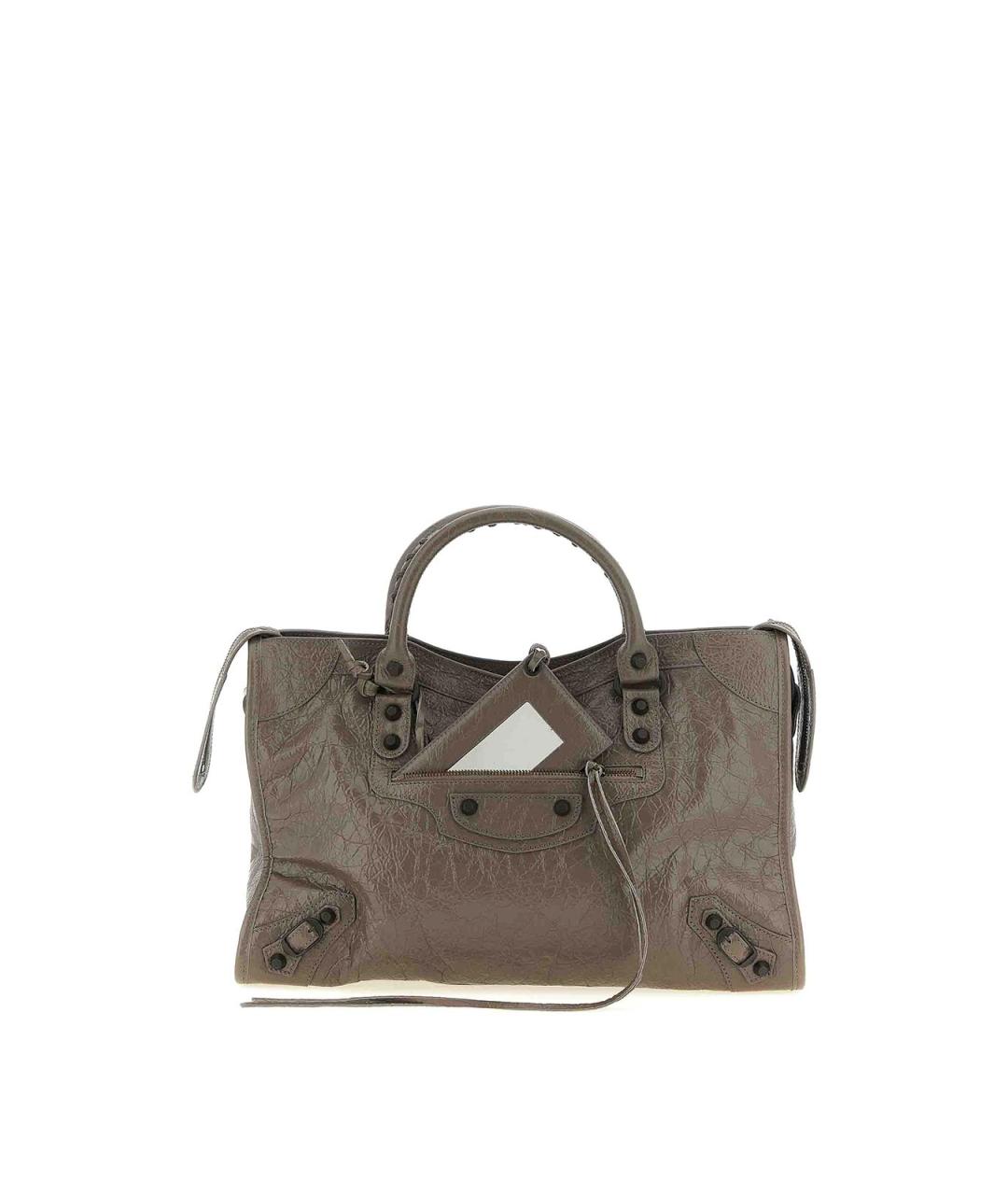 BALENCIAGA Серая кожаная сумка тоут, фото 5