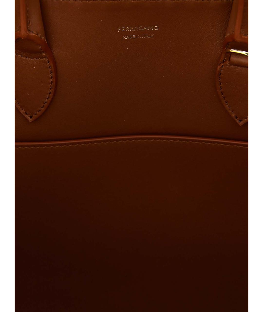 FERRAGAMO Коричневая кожаная сумка тоут, фото 4