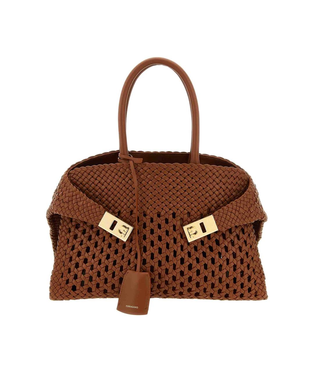FERRAGAMO Коричневая кожаная сумка тоут, фото 1