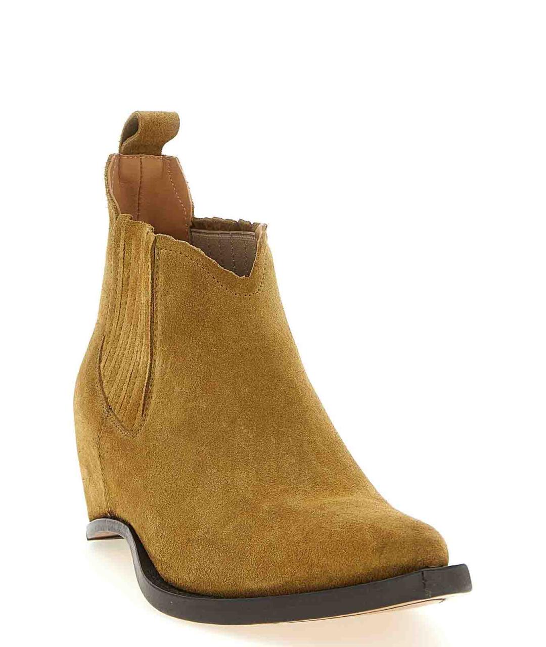 MAISON MARGIELA Коричневые замшевые низкие ботинки, фото 2