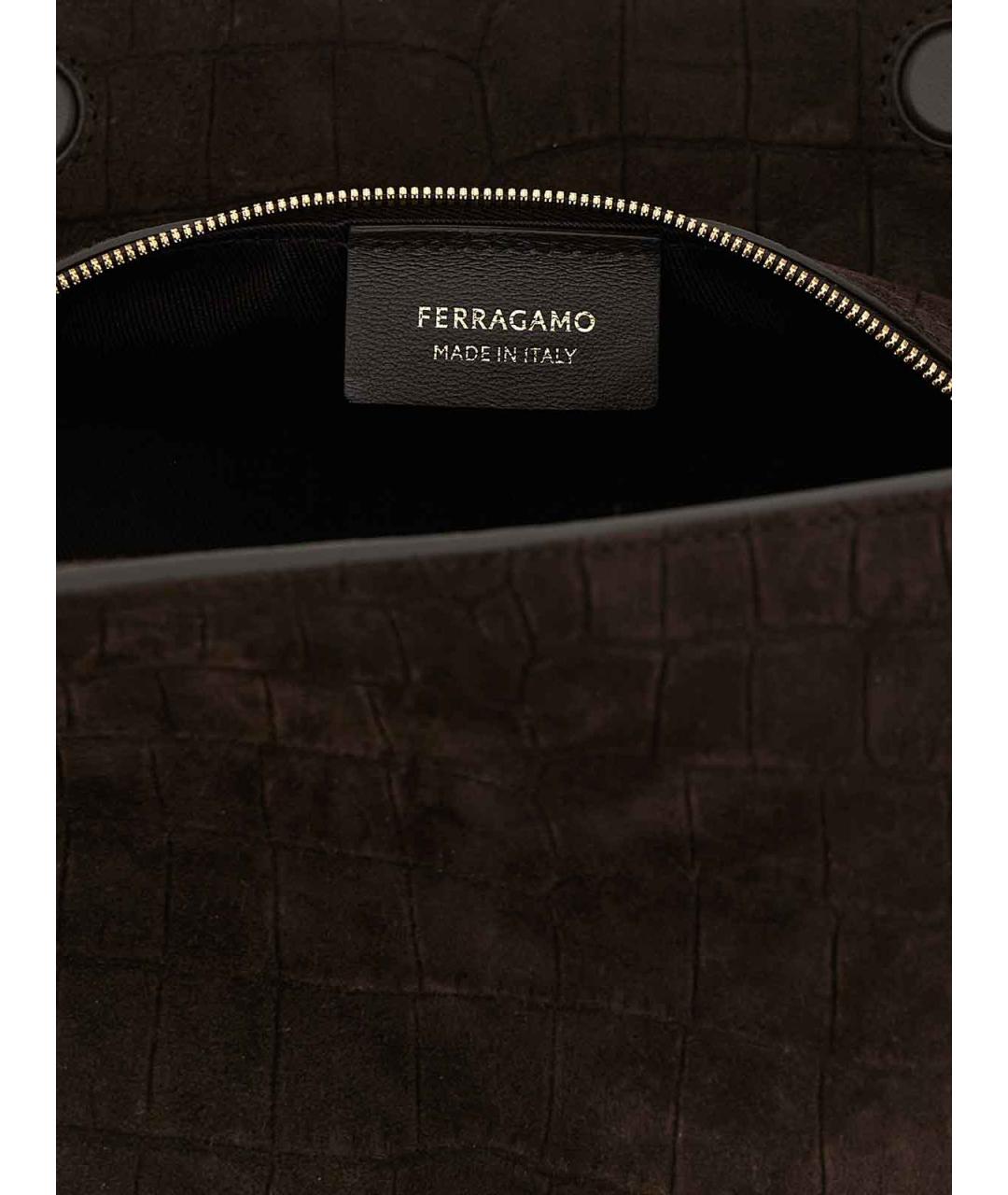 FERRAGAMO Коричневая замшевая сумка через плечо, фото 4