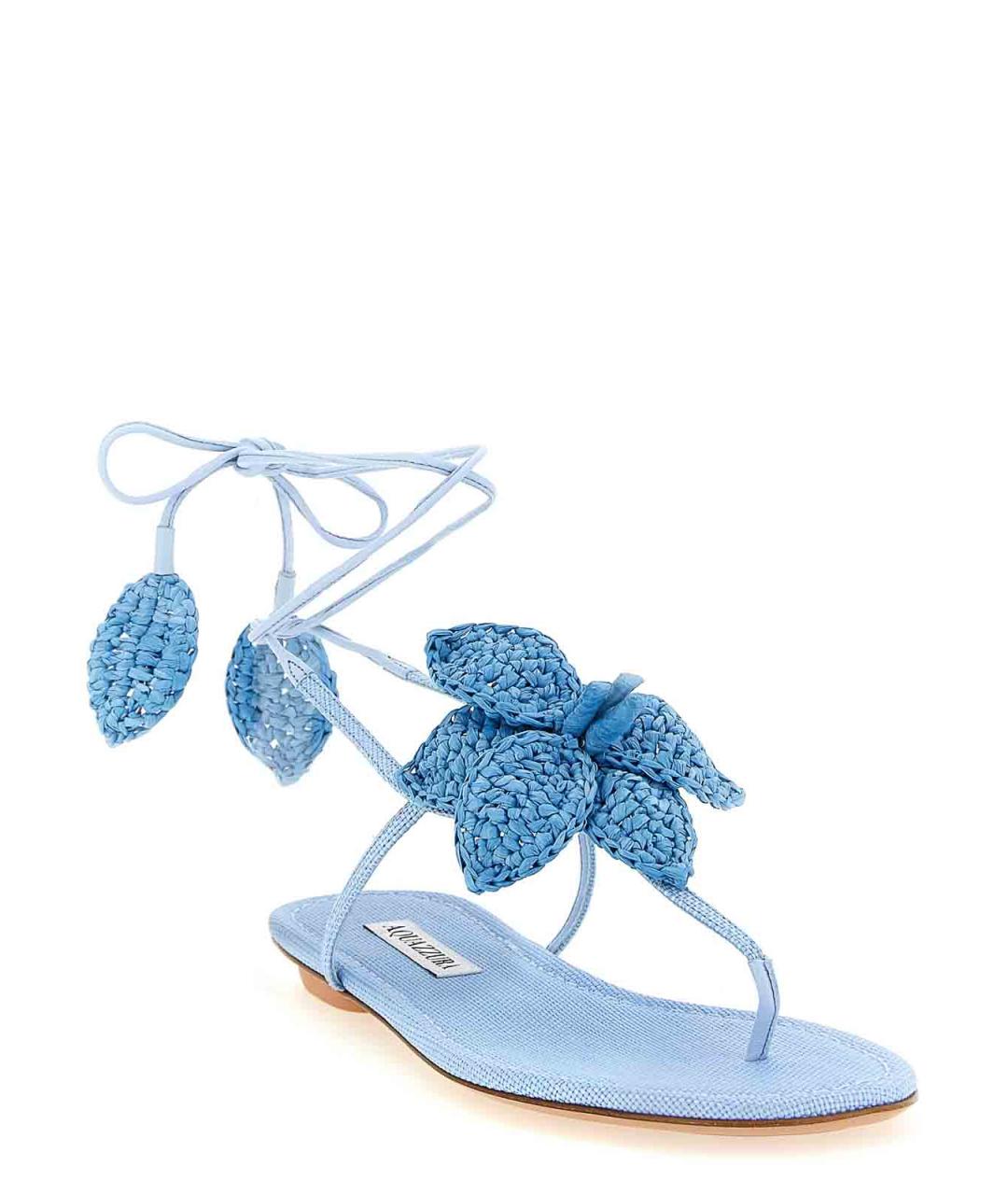 AQUAZZURA Голубые кожаные босоножки, фото 2