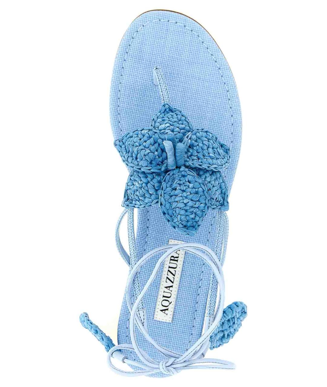 AQUAZZURA Голубые кожаные босоножки, фото 4