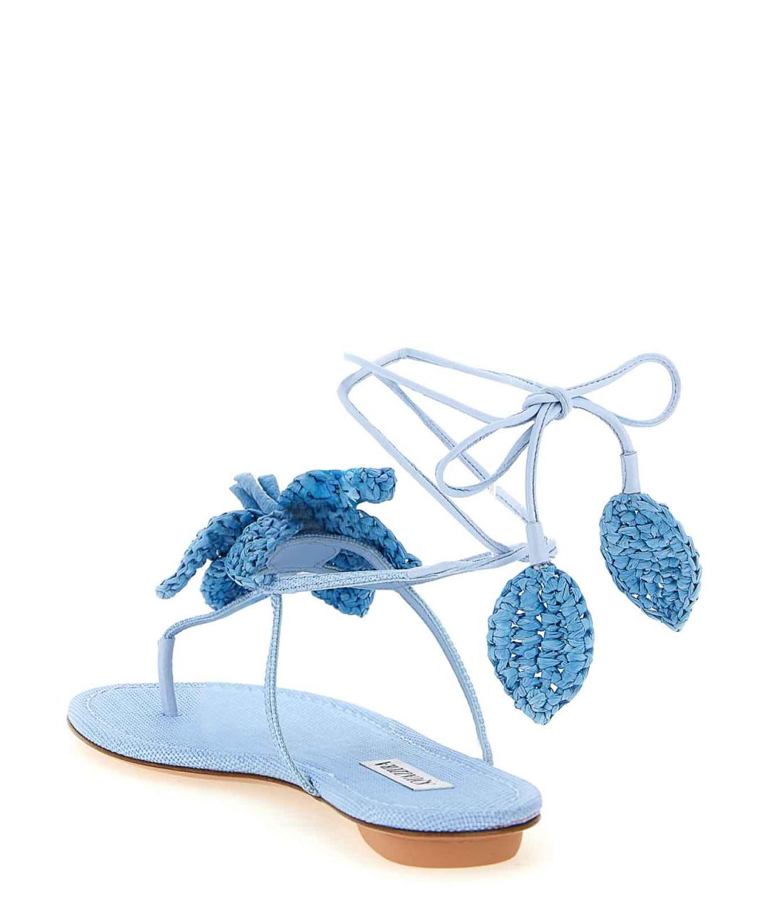 AQUAZZURA Голубые кожаные босоножки, фото 3