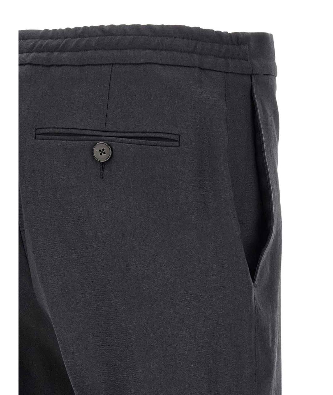 ZEGNA Синие льняные повседневные брюки, фото 4