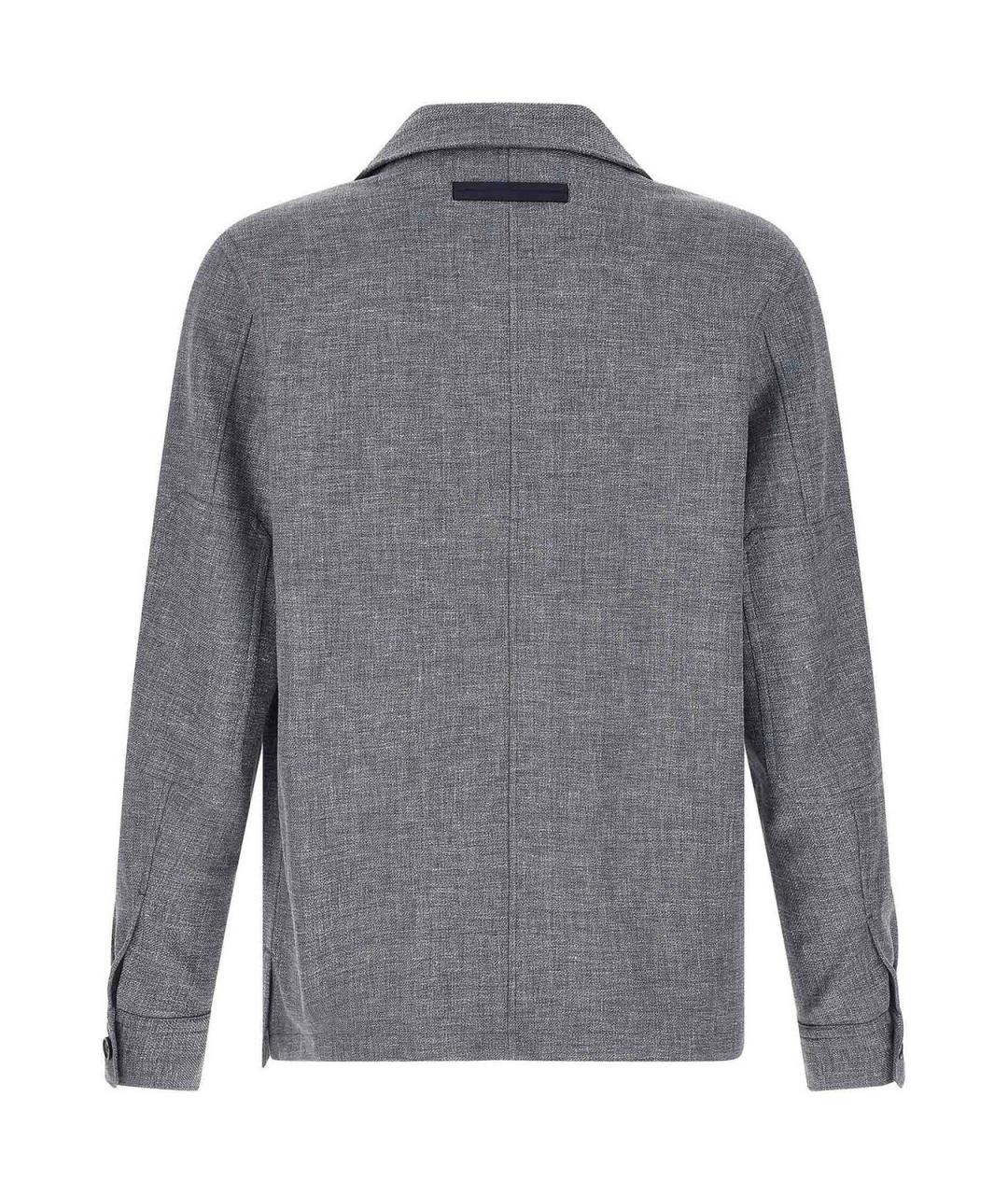 ZEGNA Серая шерстяная кэжуал рубашка, фото 2