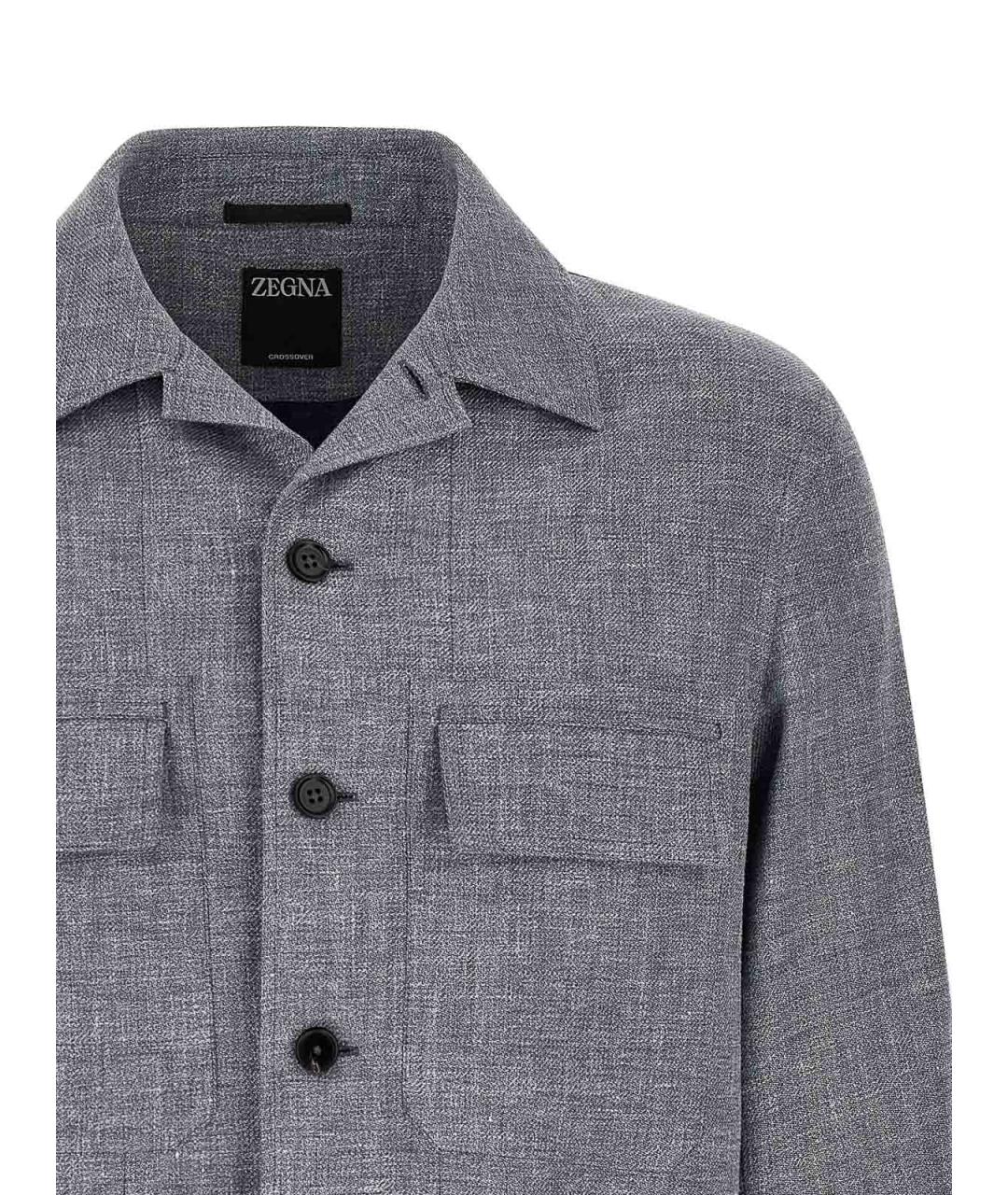 ZEGNA Серая шерстяная кэжуал рубашка, фото 3