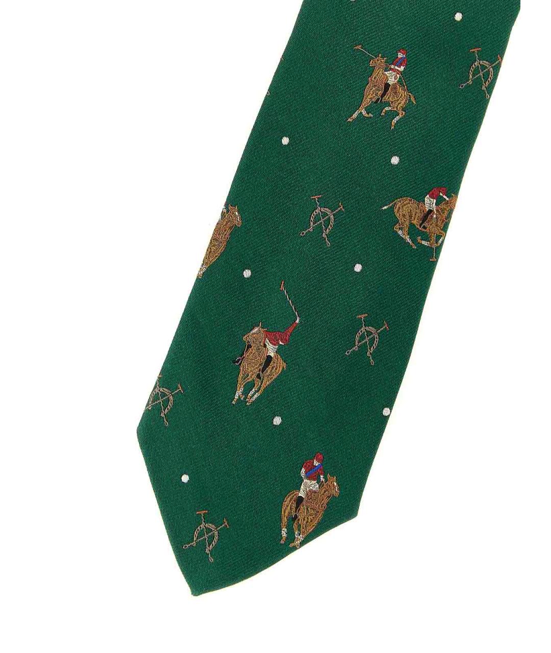 POLO RALPH LAUREN Зеленый шелковый галстук, фото 3