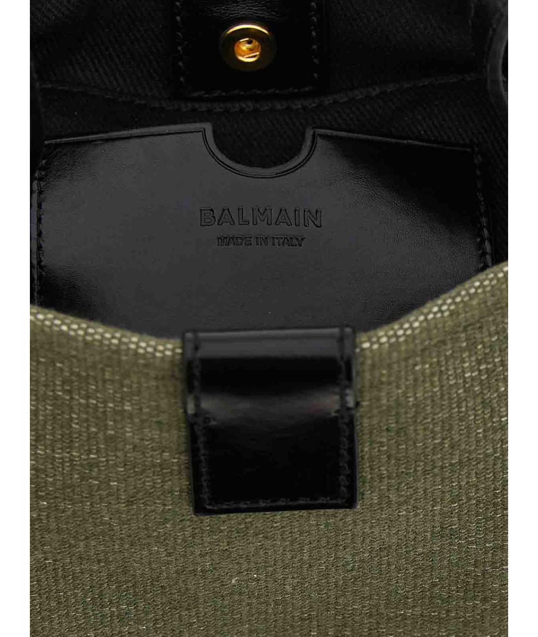 BALMAIN Зеленая тканевая сумка тоут, фото 4