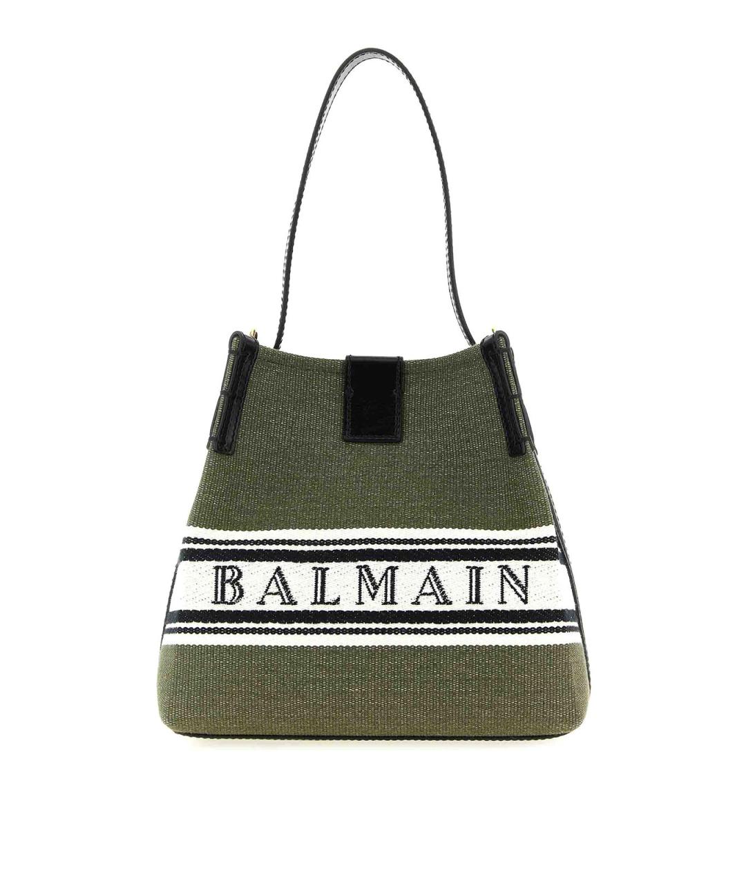 BALMAIN Зеленая тканевая сумка тоут, фото 1