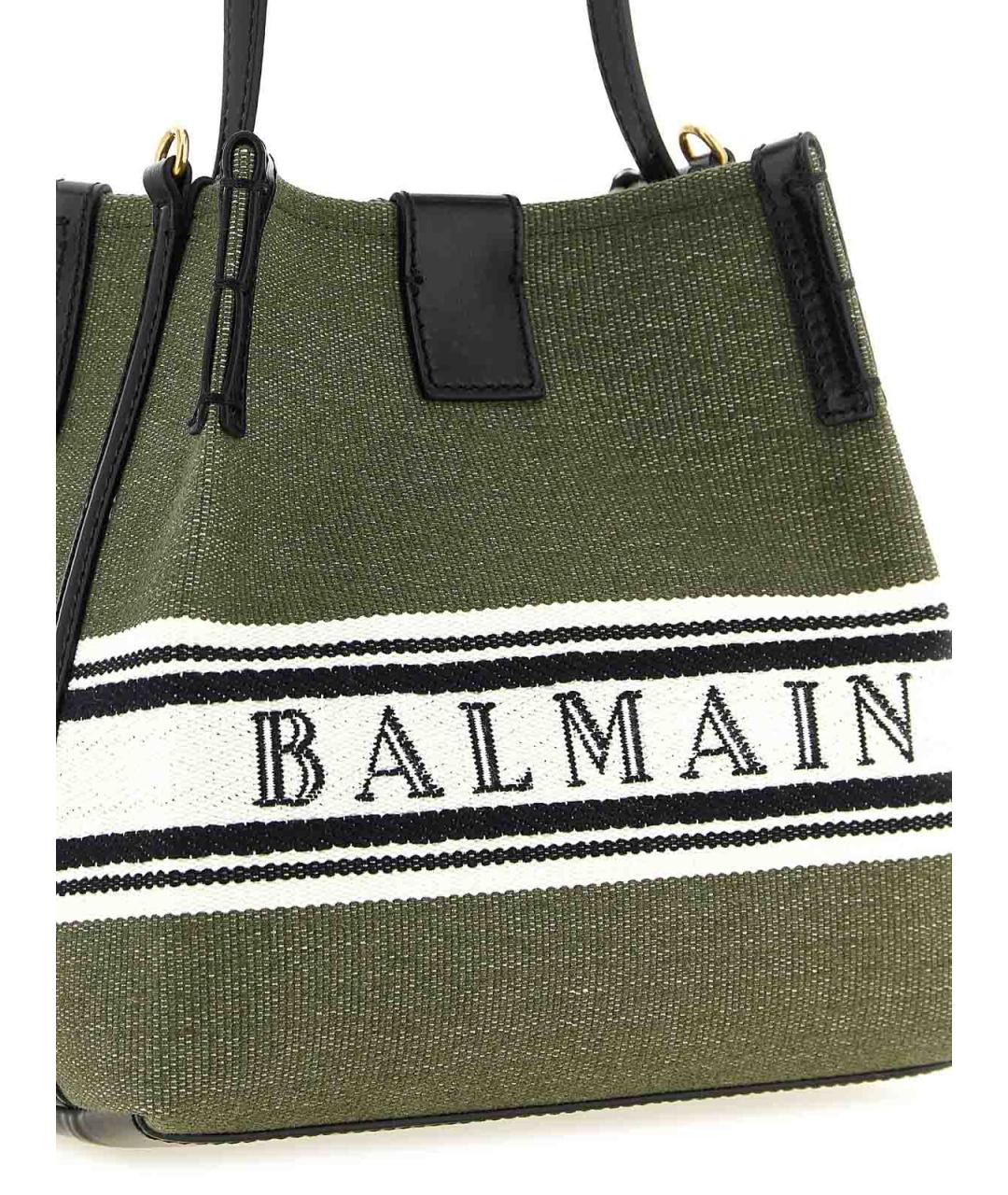 BALMAIN Зеленая тканевая сумка тоут, фото 3