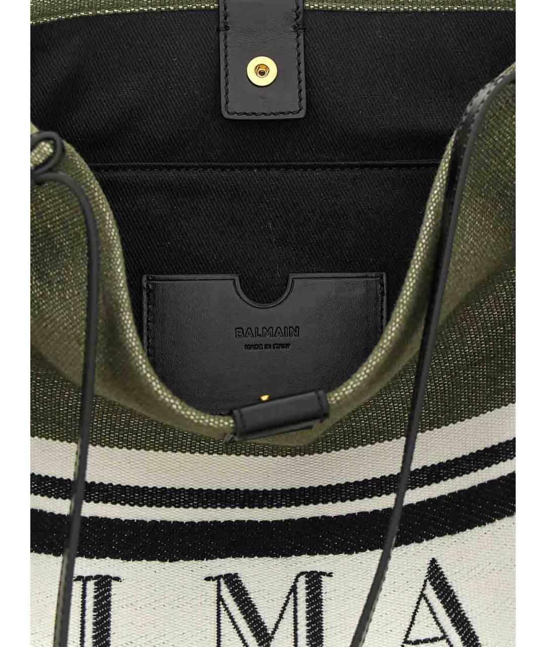 BALMAIN Зеленая тканевая сумка тоут, фото 4