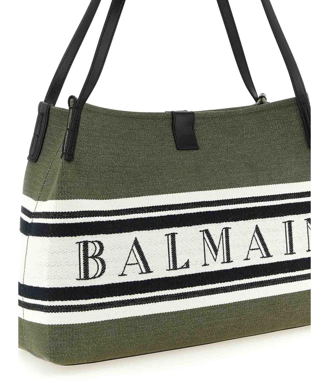 BALMAIN Зеленая тканевая сумка тоут, фото 3